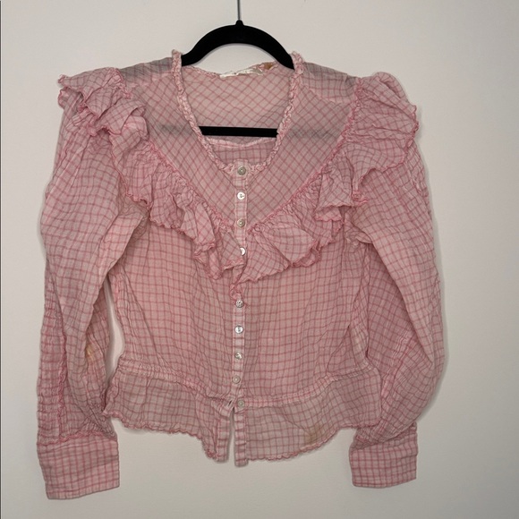 LoveShackFancy Tops - LoveShackFancy Pink Checkered Top